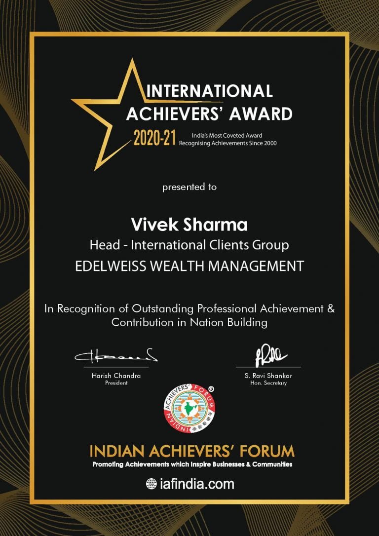 Mr. Vivek Sharma - Winner of Indian Achievers' Award 2021