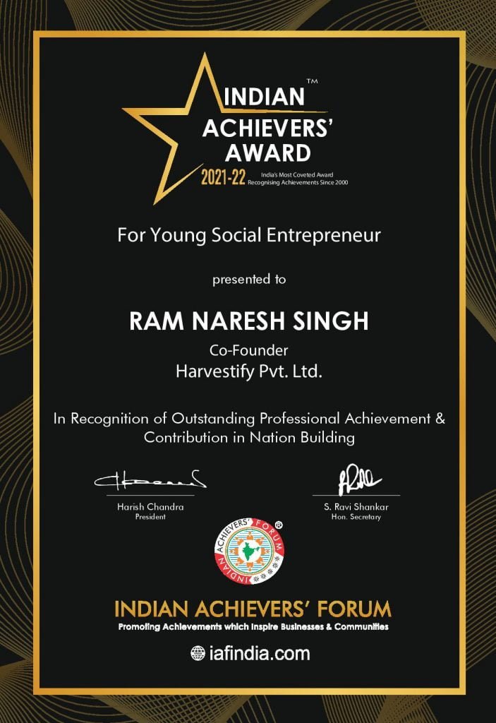 Mr. Ram Naresh Singh - Winner of Indian Achievers' Award 2021