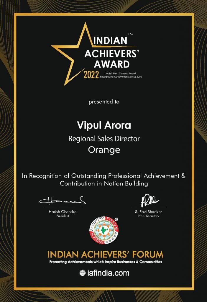 Mr. Vipul Arora - Winner of Indian Achievers' Award 2022