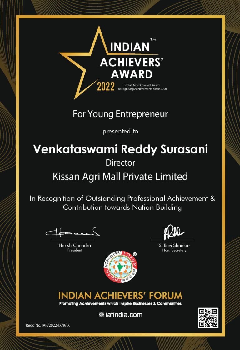 Mr. Venkataswami Reddy Surasani - Winner of Indian Achievers' Award 2022